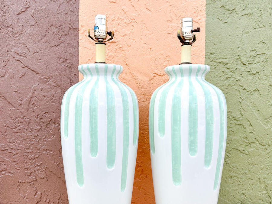 Pair of Seafoam Drip Lamps