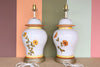 Pair of Hand Painted Bouquet Ginger Jar Lamps