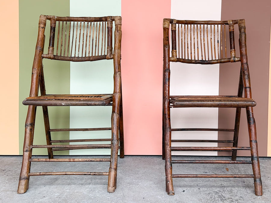 Pair of Bamboo Folding Chairs