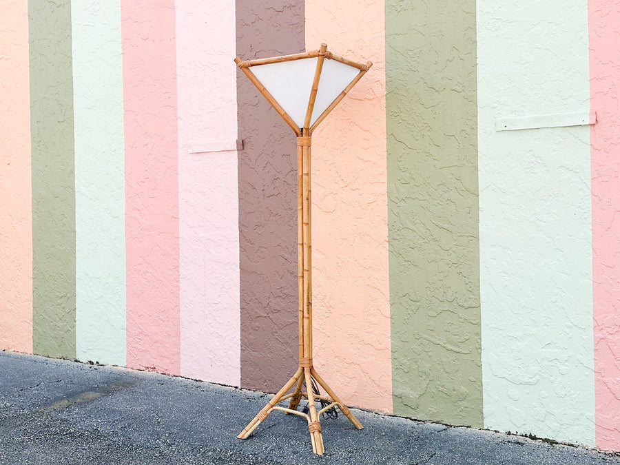 Old Florida Rattan Floor Lamp