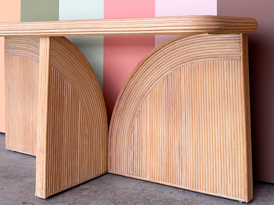 Pencil Reed Rattan Curved Console