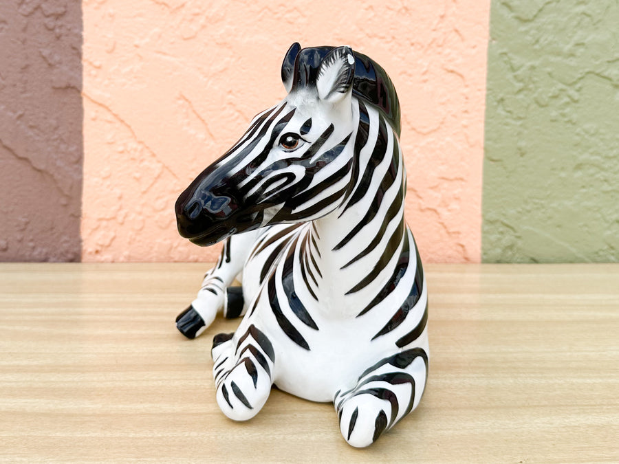 Ceramic Lounging Zebra Statue