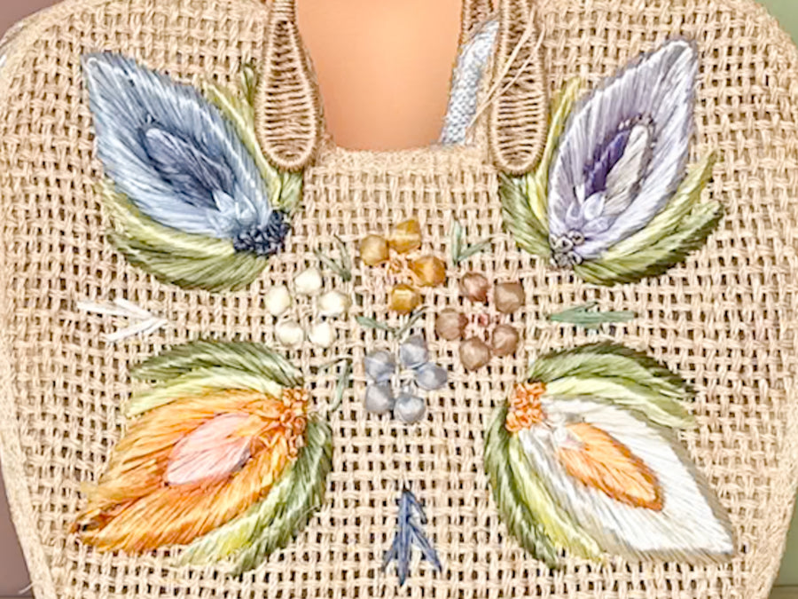 Woven Floral Beach Tote