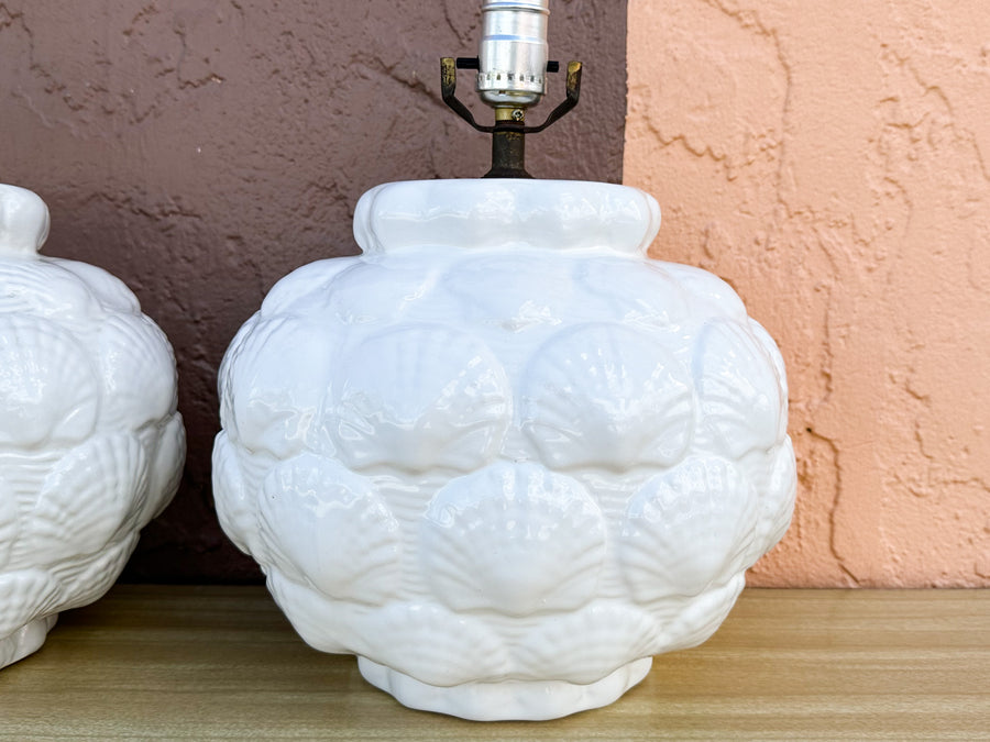 Pair of Cute Coastal Shell Lamps