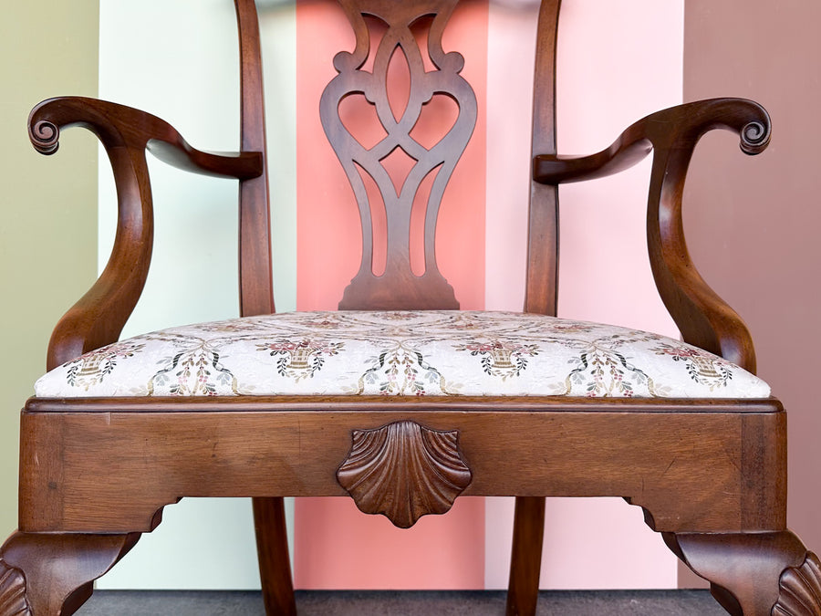 Wood Shell Motif Arm Chair