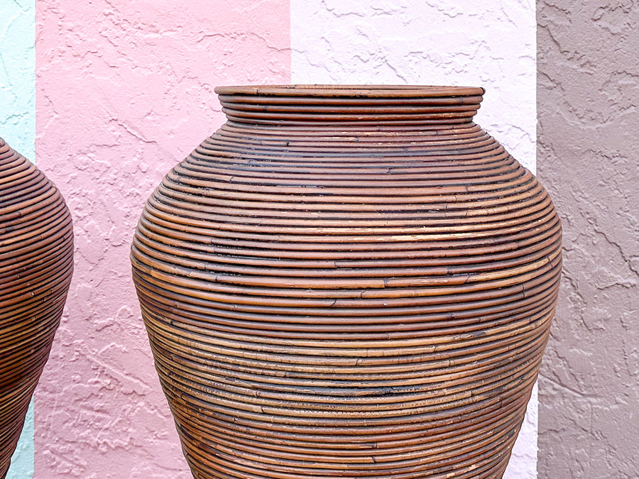 Pair of Large Pencil Reed Vases