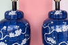 Pair of Navy Cherry Blossom Lamps