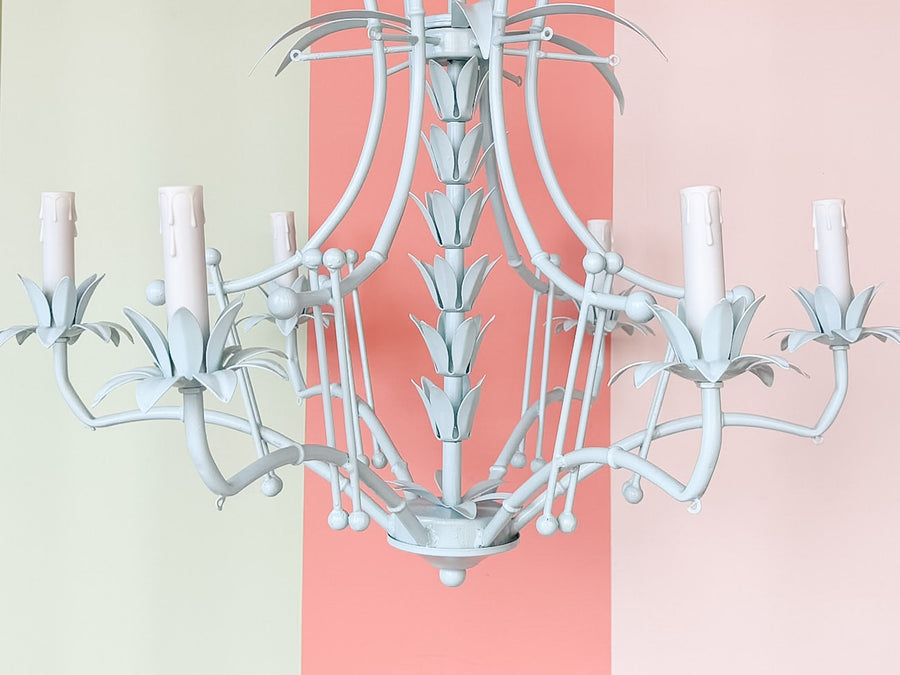 Newly Painted Faux Bamboo Tole Chandelier