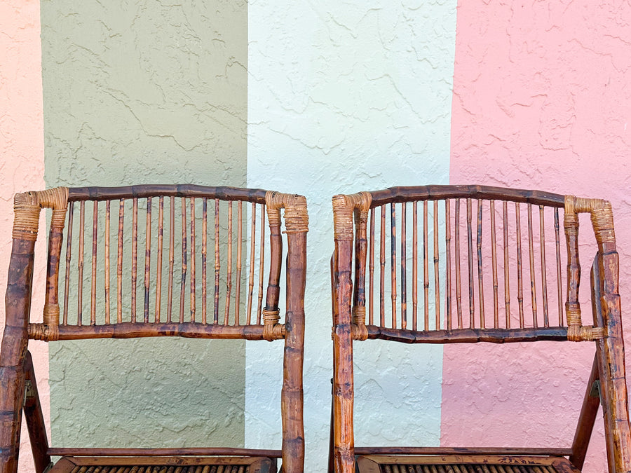 Set of Six Bamboo Folding Chairs