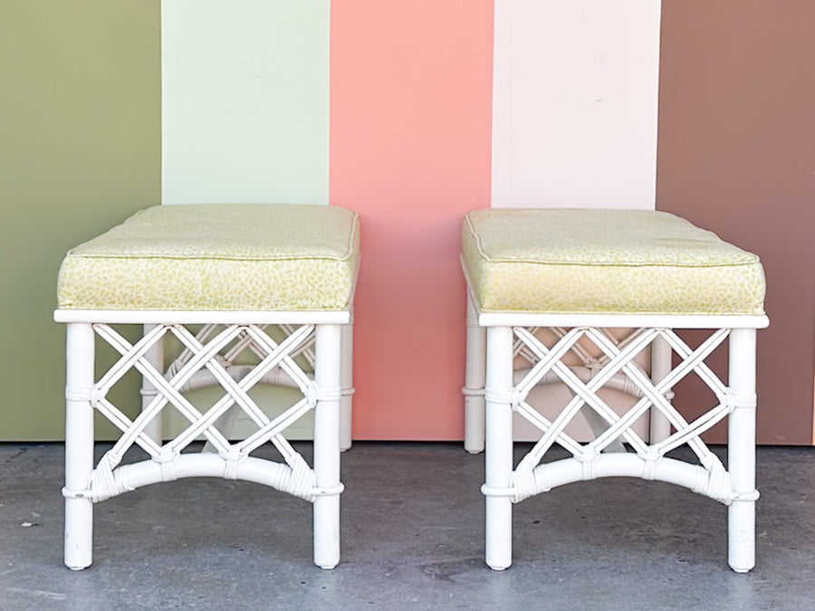 Pair of Ficks Reed Rattan Benches