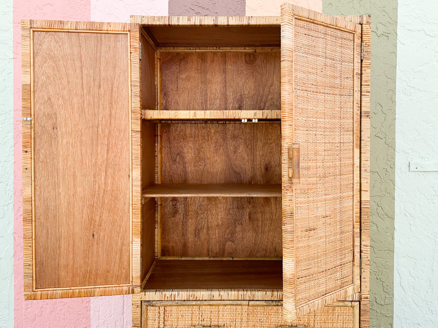 Island Style Rattan Wrapped Cabinet