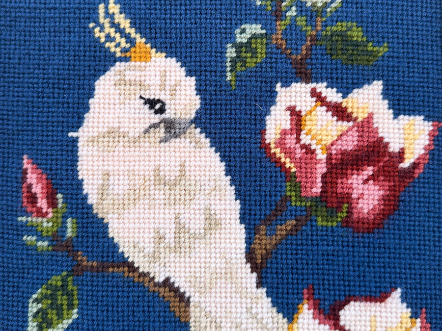 Pretty Cockatoo Needlepoint Framed Art