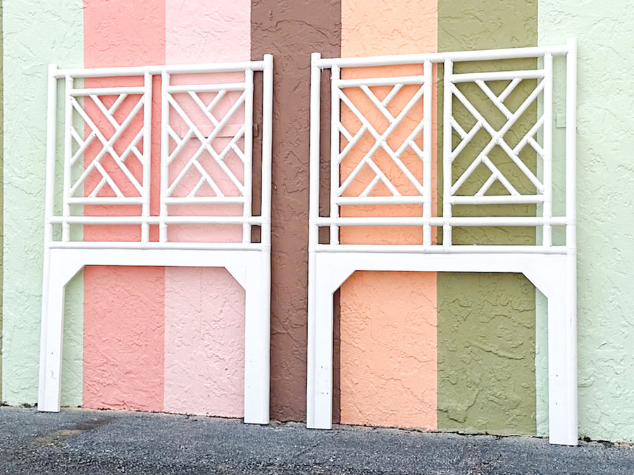 White Fretwork Rattan Twin Headboards