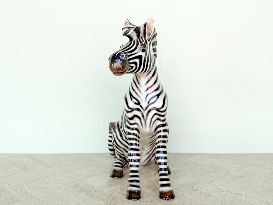 Large Lounging Italian Ceramic Zebra