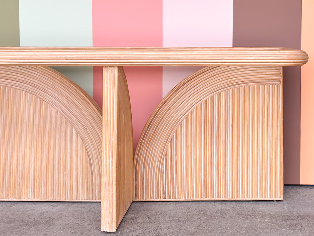 Pencil Reed Rattan Curved Console