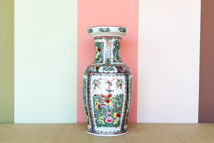 Large Colorful Chinoiserie Vase