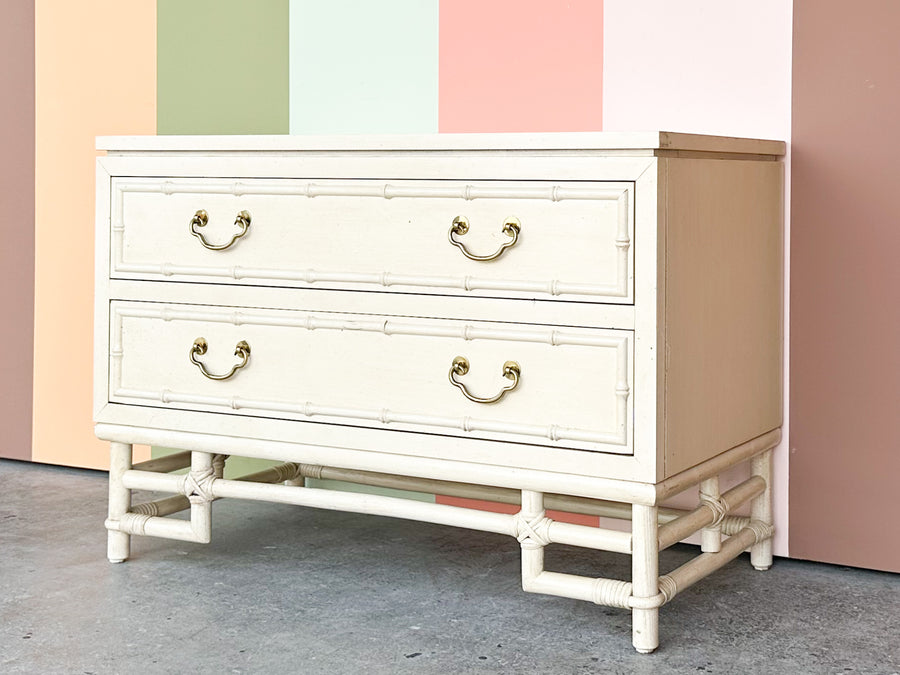 Oversized Ficks Reed Faux Bamboo and Rattan Nightstand