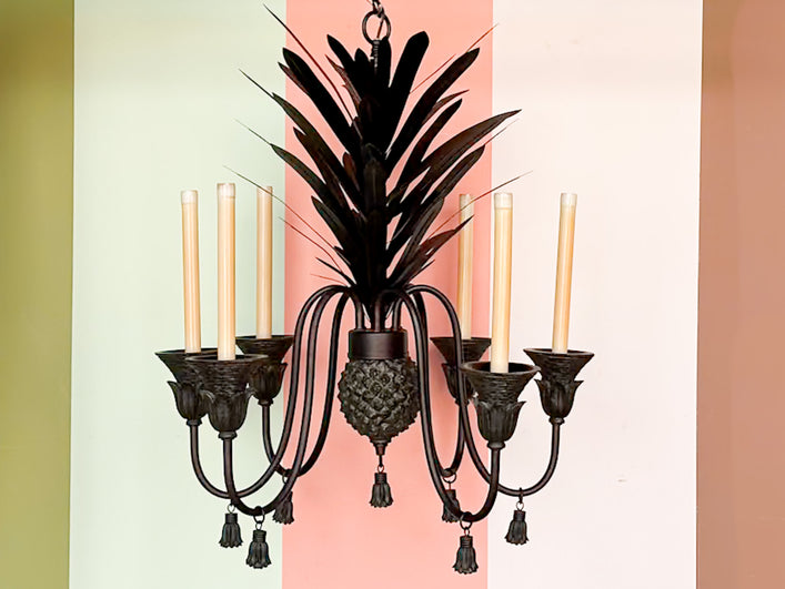 Tole Pineapple and Tassel Chandelier