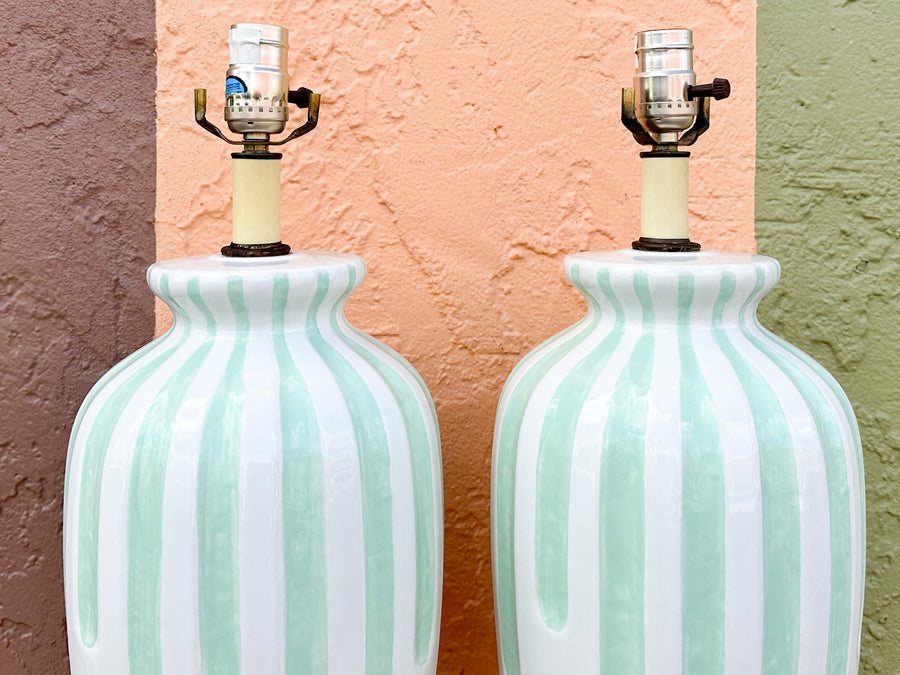Pair of Seafoam Drip Lamps