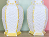 Pair of Faux Bamboo Woven Ceramic Lamps