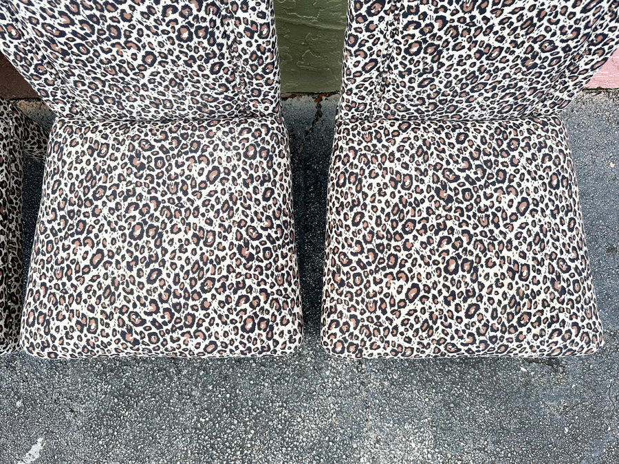 Set of Four Leopard Print Upholstered Side Chairs