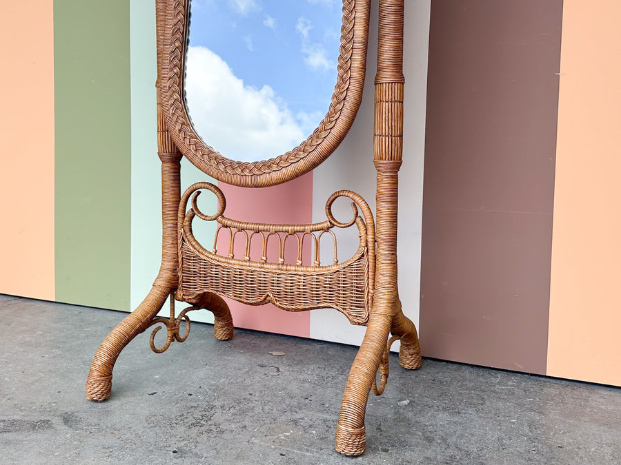 Braided Rattan Cheval Mirror