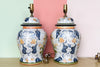 Pair of Hand Painted Pottery Jar Lamps