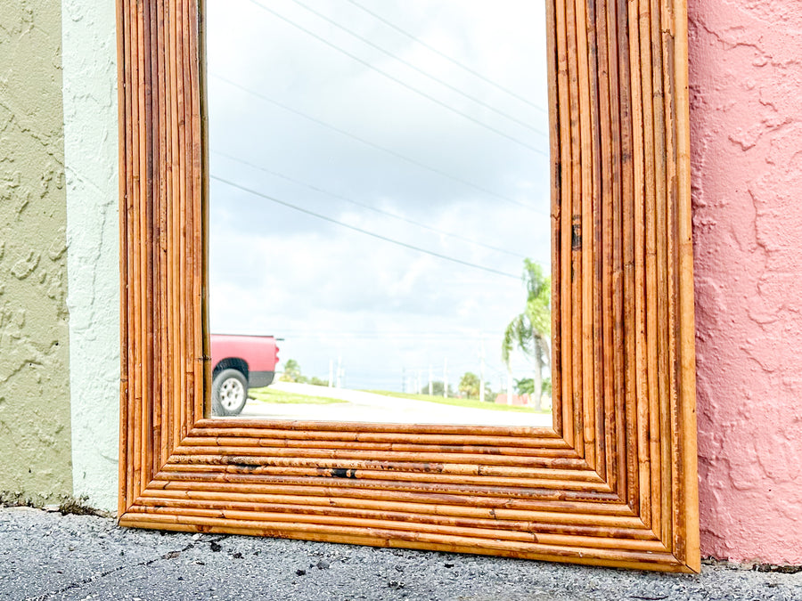 Pencil Reed Rattan Arch Mirror