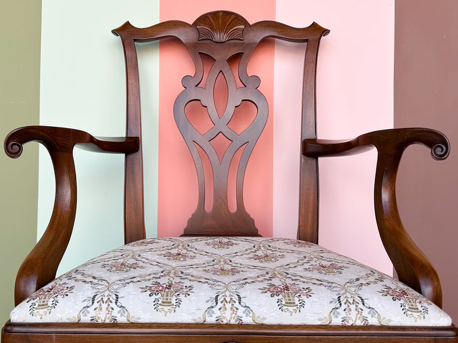 Wood Shell Motif Arm Chair