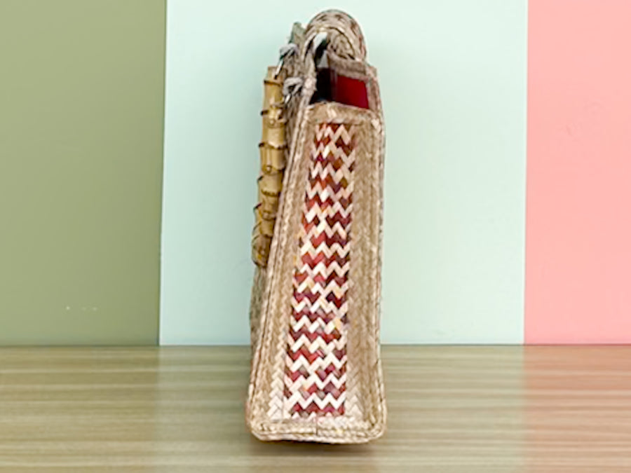 Woven Rattan Bag with Bamboo Handle