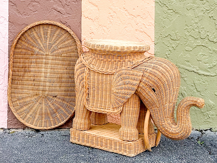 Natural Wicker Elephant Garden Seat