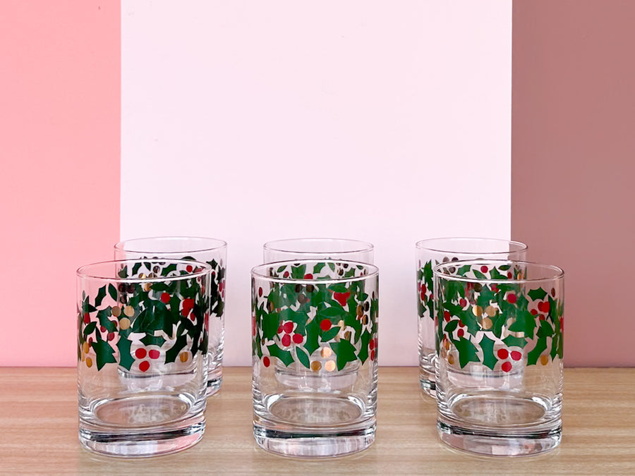 Set of Six Holly Rocks Glassware