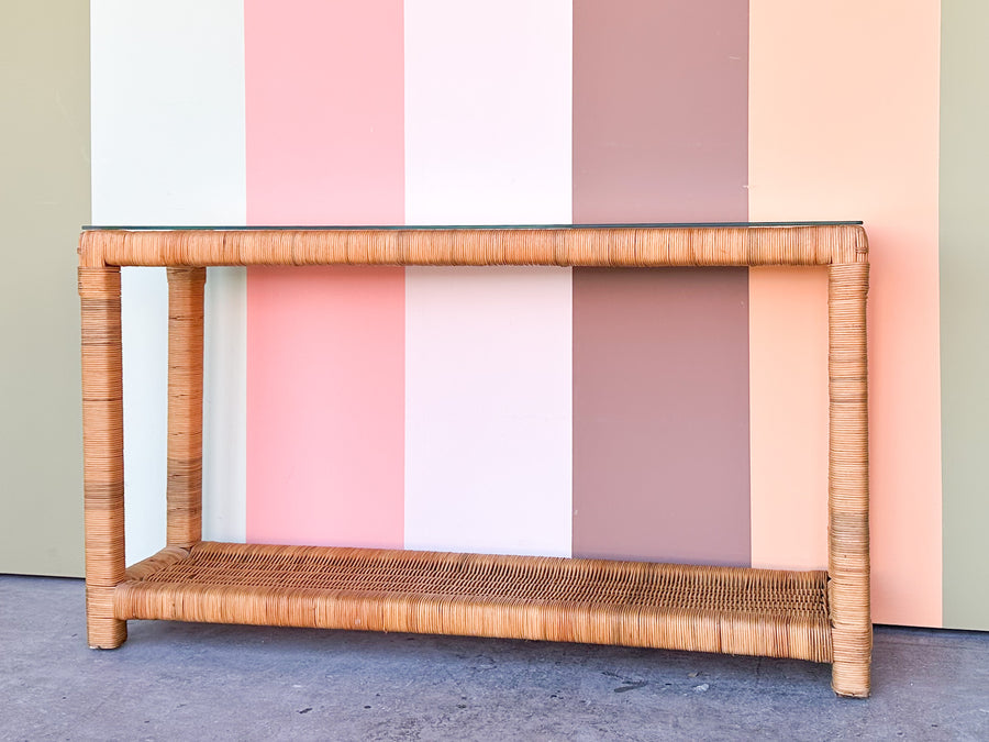 Billy Baldwin Style Rattan Console