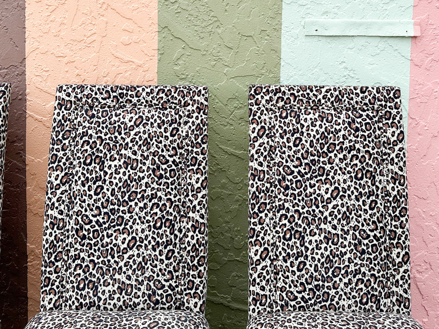 Set of Four Leopard Print Upholstered Side Chairs