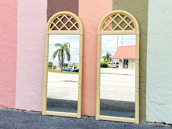 Pair of Thomasville Lattice Faux Bamboo Mirrors