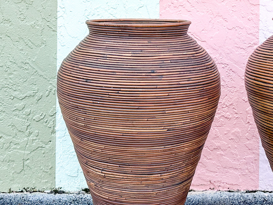 Pair of Large Pencil Reed Vases