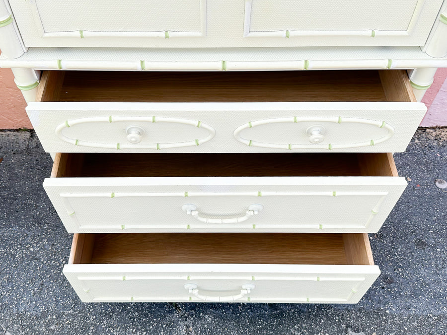 Pair of Thomasville Faux Bamboo Cabinets