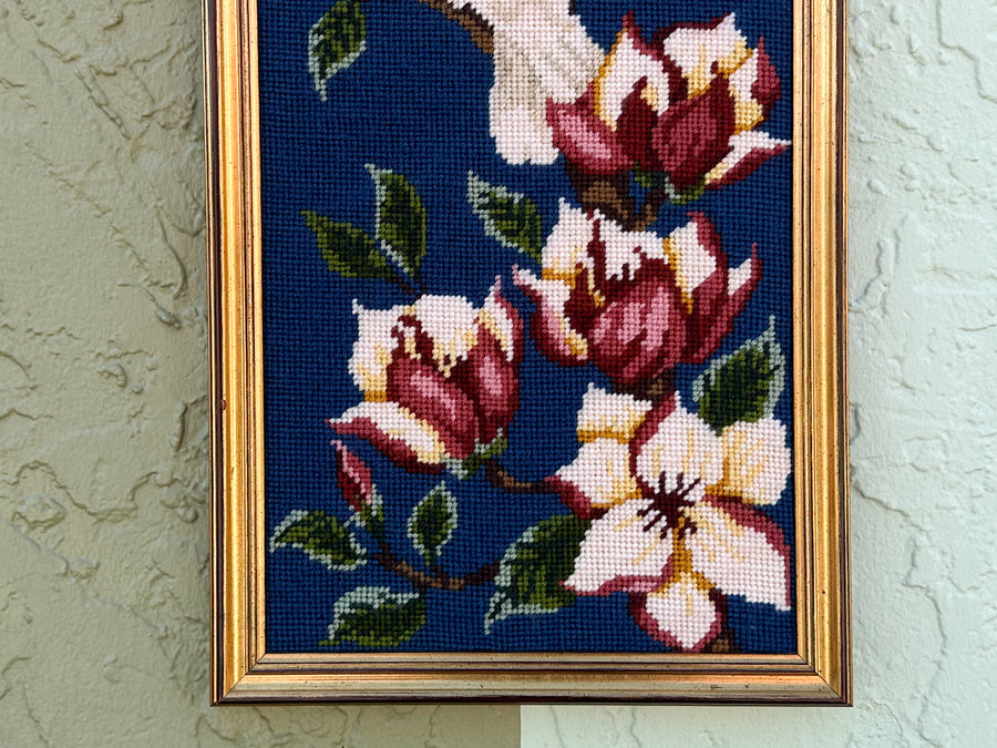 Pretty Cockatoo Needlepoint Framed Art