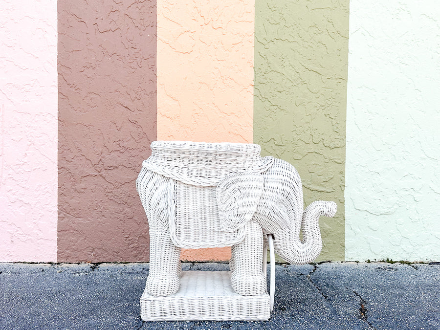 Wicker Elephant Garden Seat