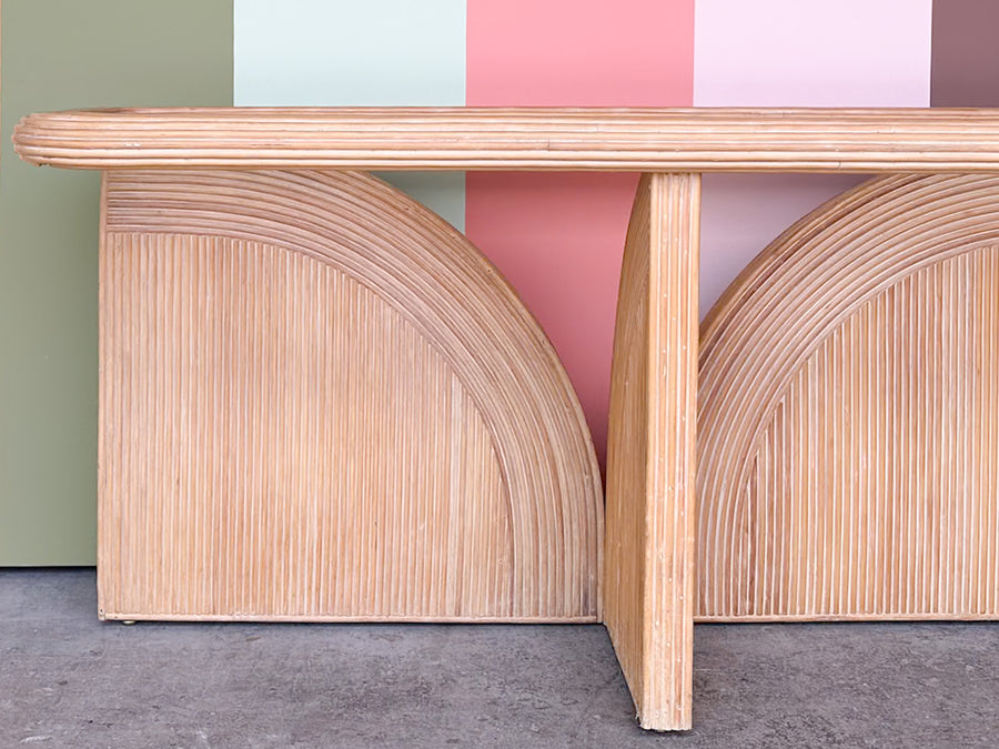 Pencil Reed Rattan Curved Console