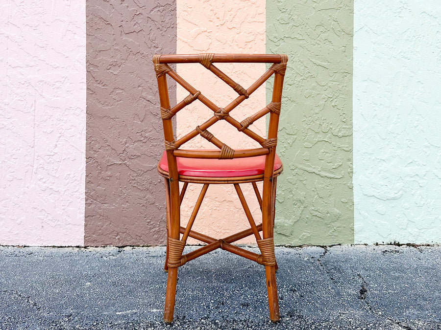 Set of Four Rattan Chippendale Chairs