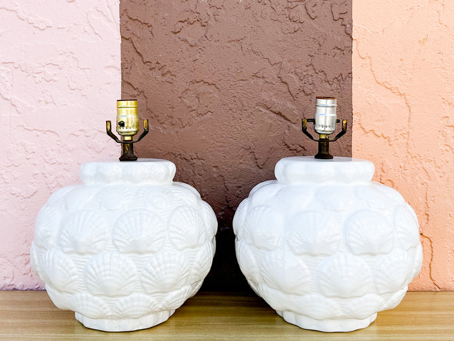 Pair of Cute Coastal Shell Lamps