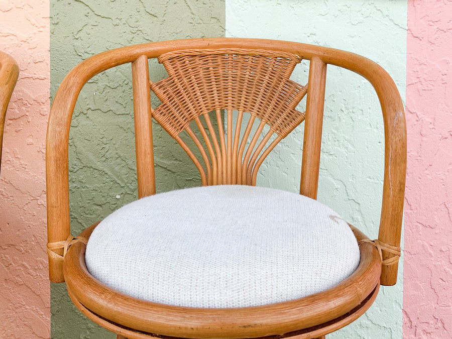 Set of Three Rattan Bar Stools