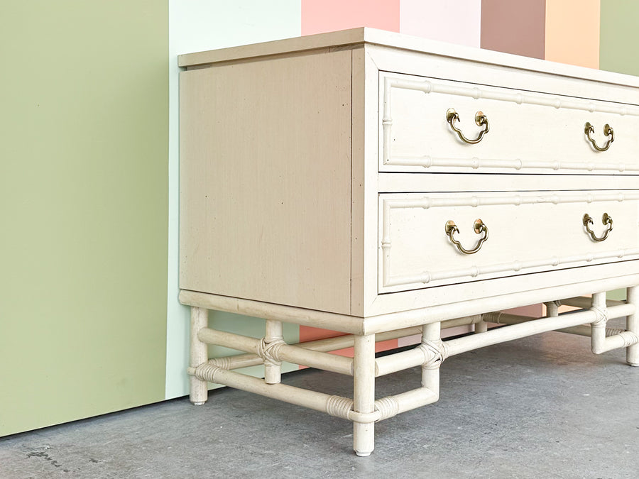 Oversized Ficks Reed Faux Bamboo and Rattan Nightstand