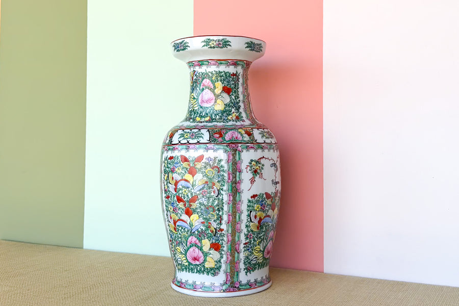 Large Colorful Chinoiserie Vase