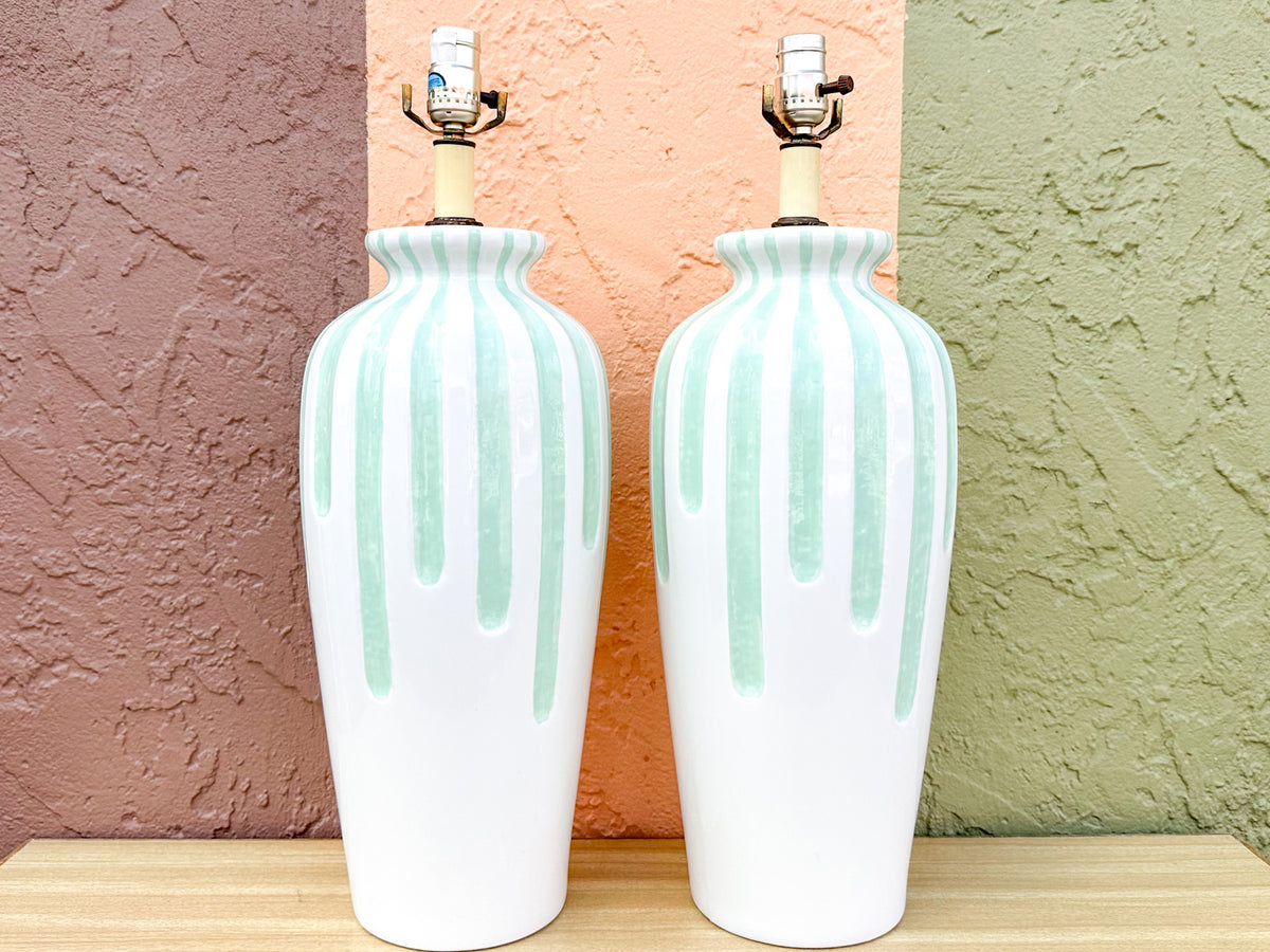 Pair of Seafoam Drip Lamps
