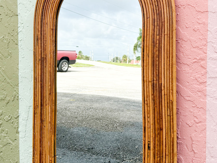 Pencil Reed Rattan Arch Mirror