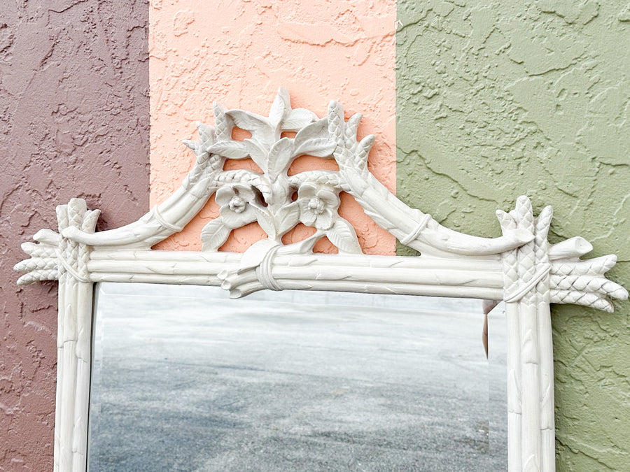 Elegant Carved Asparagus and Flower Mirror