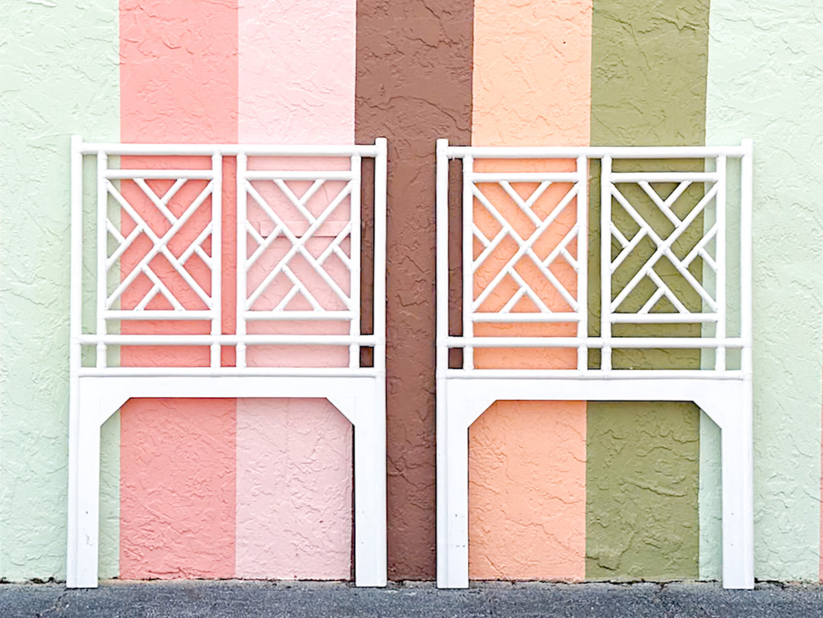 White Fretwork Rattan Twin Headboards