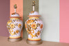 Pair of Hand Painted Bouquet Ginger Jar Lamps